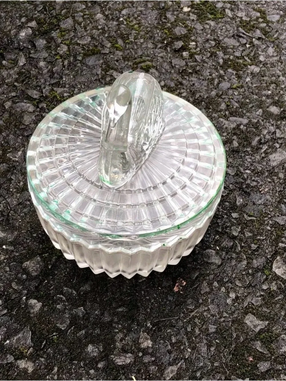 Clear Glass Swan Covered Trinket Dish - Decorative Home Accent